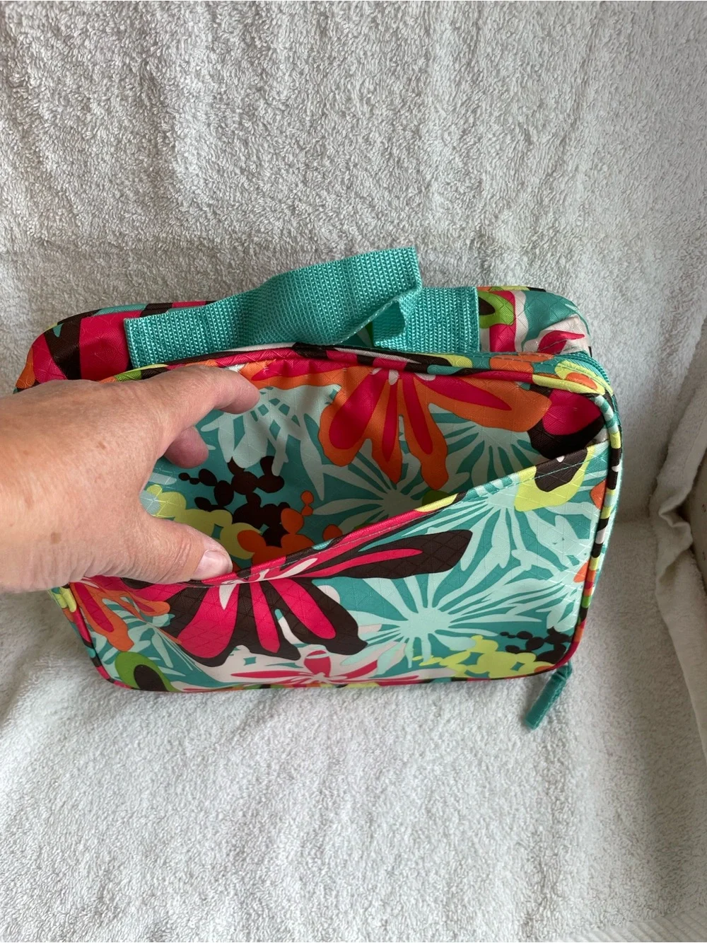 thirty-one Teal Floral Insulated Lunch  Case with Pink & Lime Accents